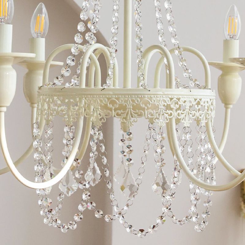 Silva Pendant Light Candle French, Crystal/Metal, White, Bedroom