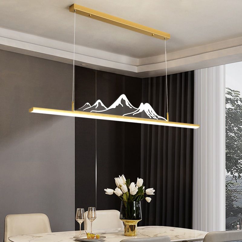 Louise Designer Mountain Shape LED Pendant Light, Black/Gold