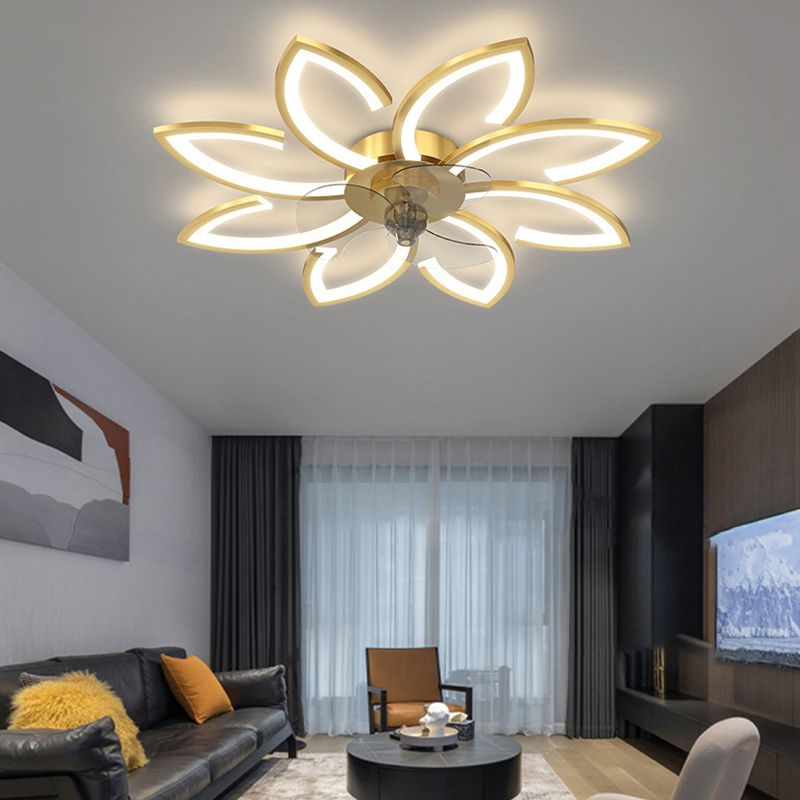 Hana Flower Ceiling Fan with Light, 3 Color, L 25.5"/27"/31"/35.5"