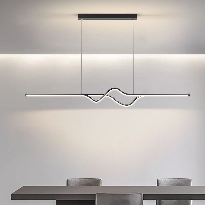 Louise Modern Linear Metal Pendant Light, Black/White/Grey