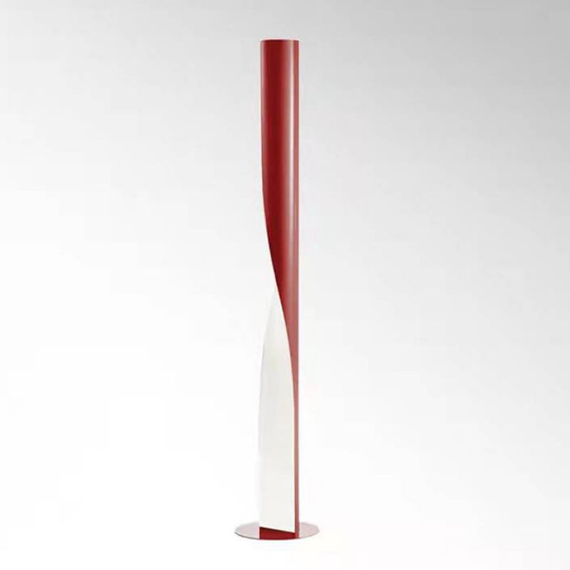 Edge Modern Minimalist Twisted Cylinder Metal Floor Lamp, White/Red/Grey/Gold