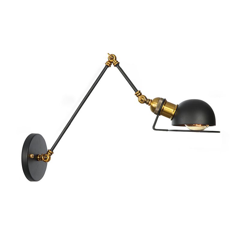 Brady Wall Lamp Dome Minimalist, Metal, Adjustable Black, Bedroom