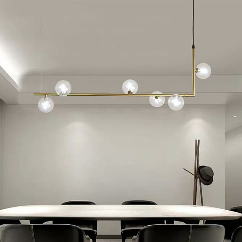 Valentina Minimalist Linear Pendant Light, Black & Gold, 6/8 Heads