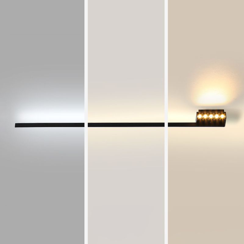 Edge Minimalist Linear Metal Vanity Wall Light, Black,  Bathroom