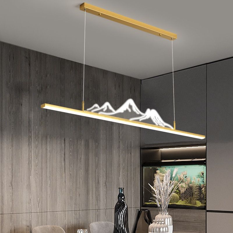 Louise Designer Mountain Shape LED Pendant Light, Black/Gold