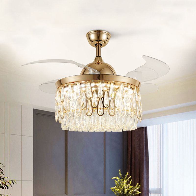 Kirsty Crystal Ceiling Fan with Light, DIA 42.1"