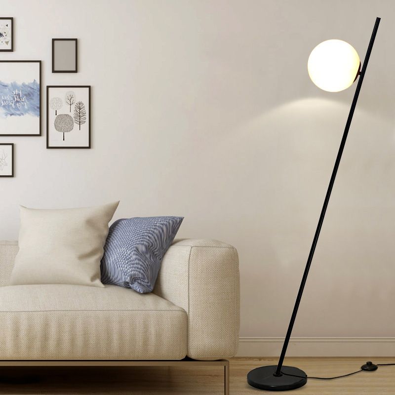 Valentina Minimalistic Black Orb Linear Floor Lamp, Living room