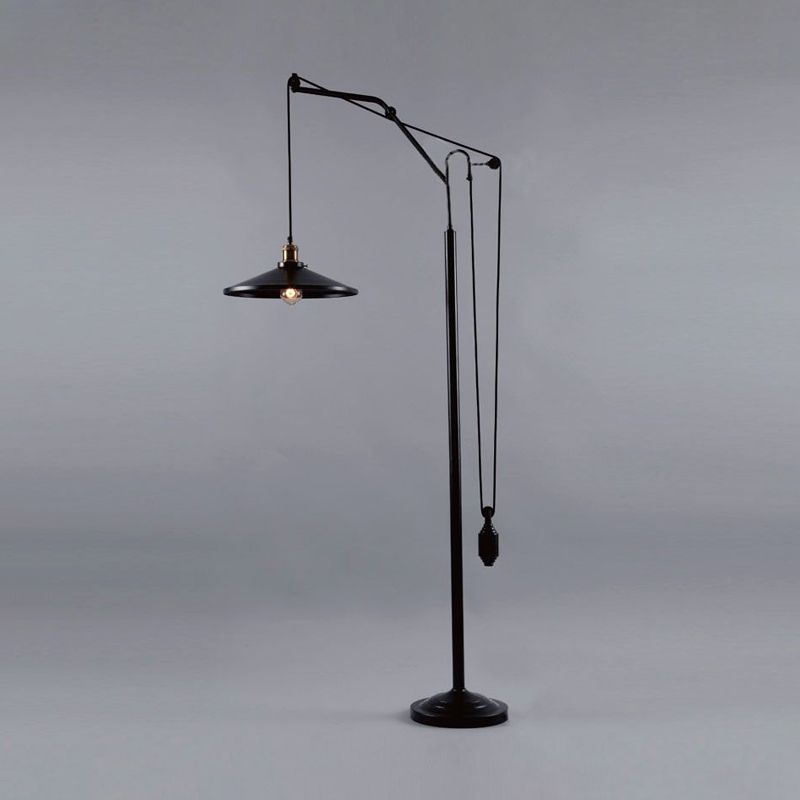 Alessio Modern Flared Shade Metal Floor Lamp, Black