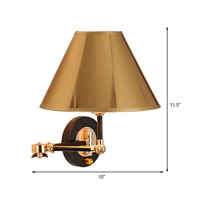 Carins Cone Shaped Adjustable Wall Lamp, Gold, Bedroom