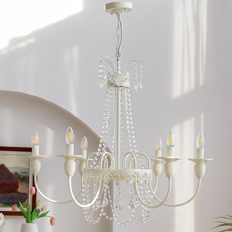 Silva Pendant Light Candle French, Crystal/Metal, White, Bedroom