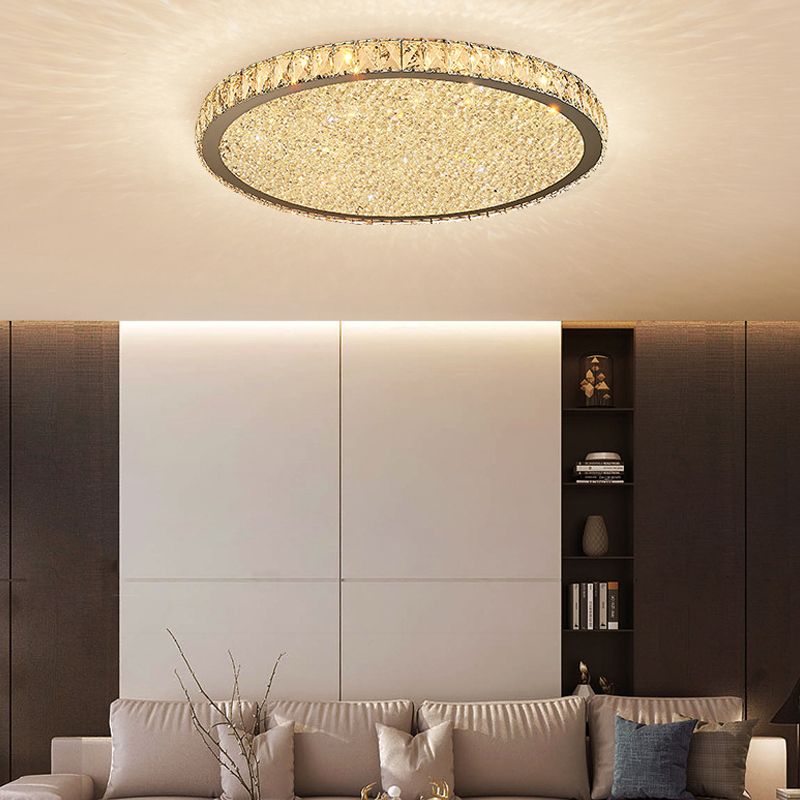 Kristy Luxury Stacked Crystal Glitter Flush Mount Ceiling Light