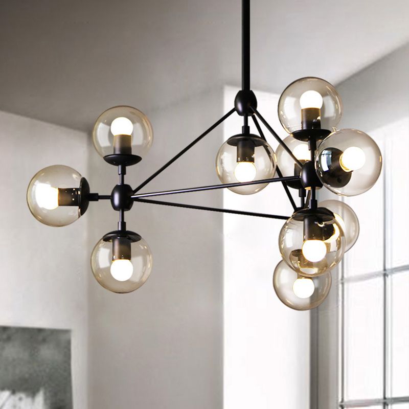 Valentina Pendant Light Bubble Modern, Glass/Metal, Black, Bedroom