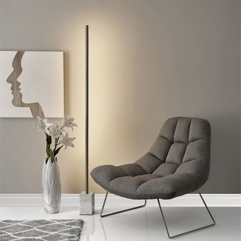 Edge Minimalist Linear Floor Lamp, Black/Gold, Metal/Marble