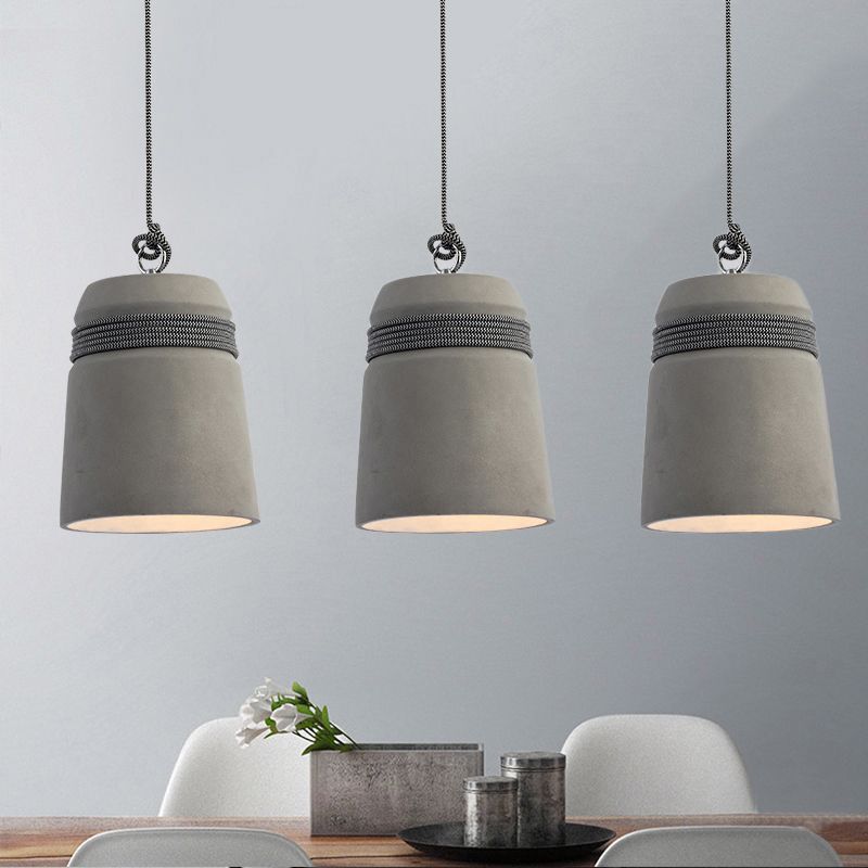 Zaid Industrial Cement Cylinder Rope Pendant Light