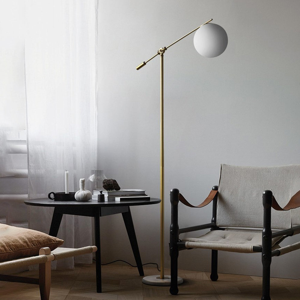 Valentina Arc Floor Lamp, Frosted Glass & Metal