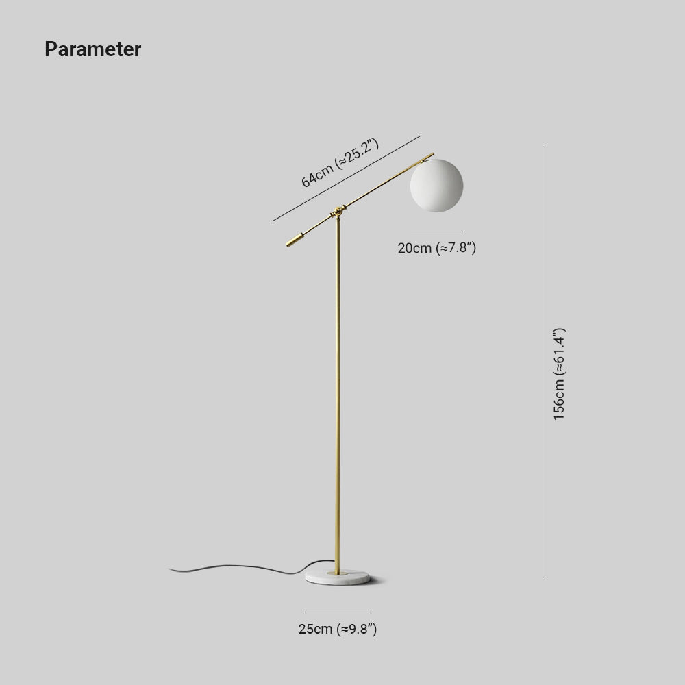 Valentina Arc Floor Lamp, Frosted Glass & Metal