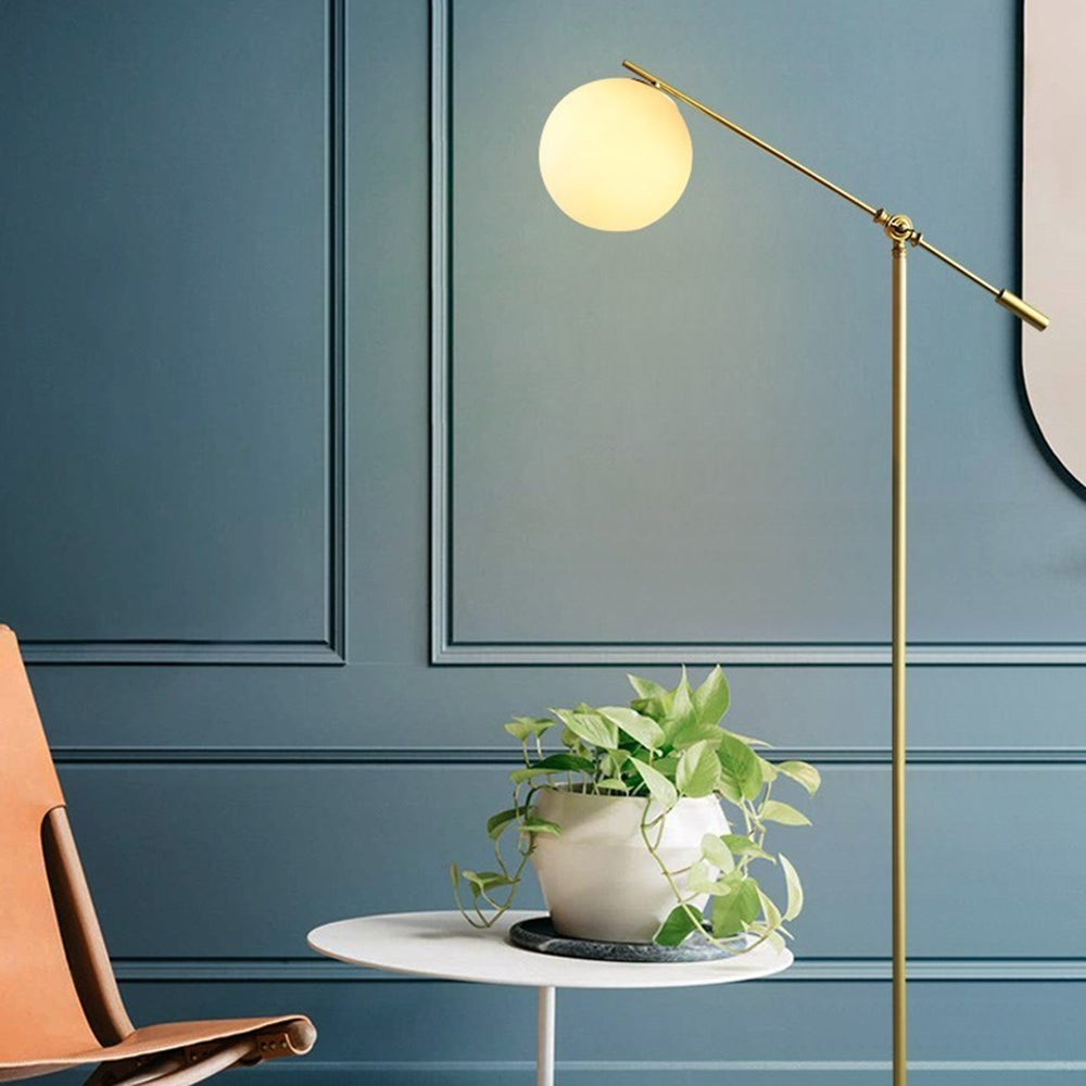 Valentina Arc Floor Lamp, Frosted Glass & Metal