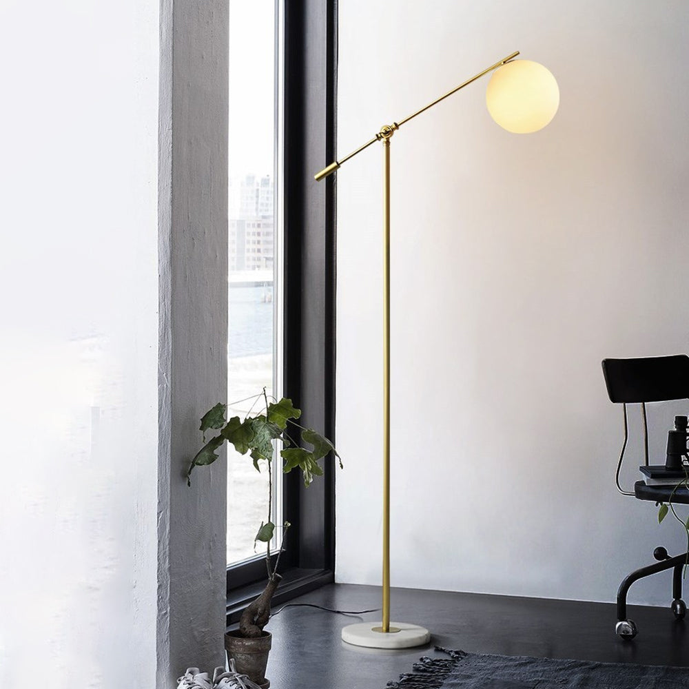 Valentina Arc Floor Lamp, Frosted Glass & Metal