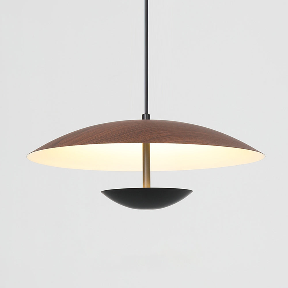 Carins Nordic LED Frisbee Pendant Light Wood&Brown