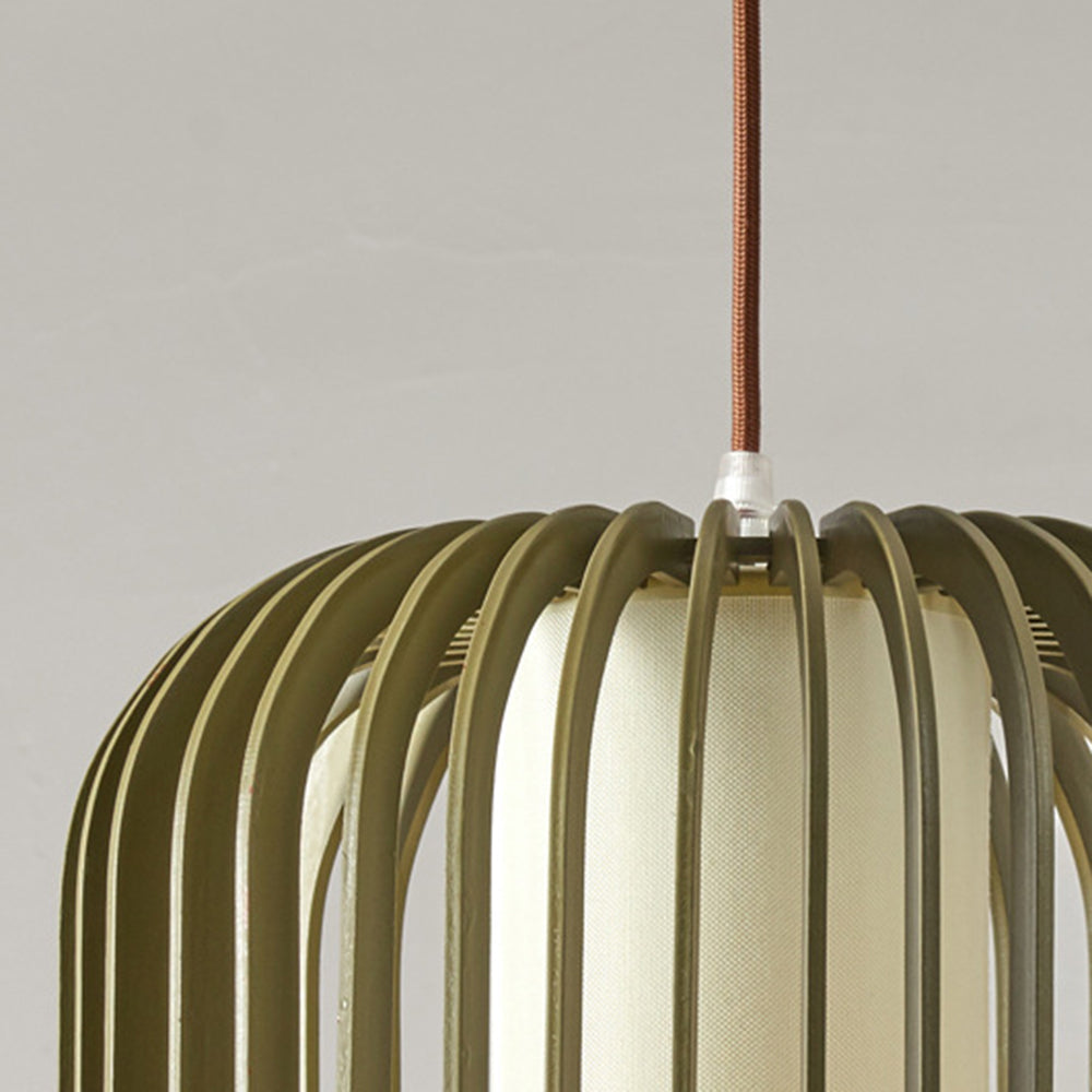 Ozawa Modern Birdcage Wood/Fabric Pendant Light