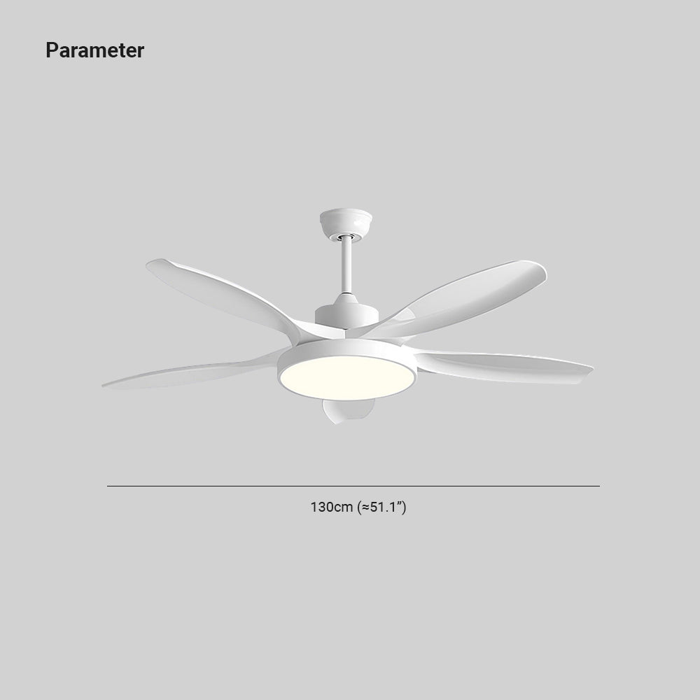 Ozawa Basic White & Black 5-Blade DC Ceiling Fan with Light, Wooden, 51''