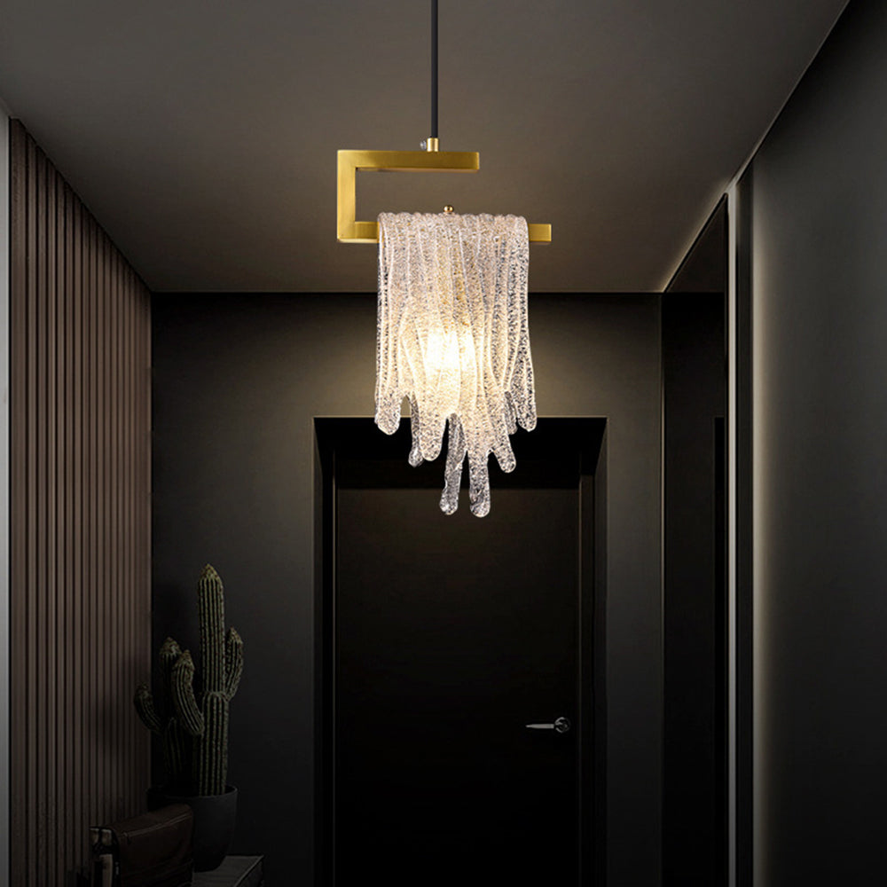 Kristy Modern Flowing Jelly Pendant Light, Gold, Crystal/Brass