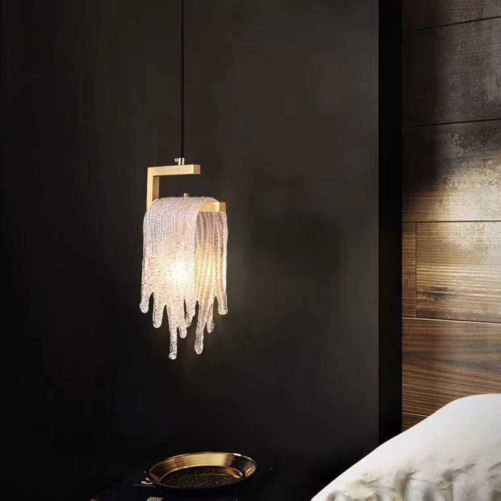 Kristy Modern Flowing Jelly Pendant Light, Gold, Crystal/Brass