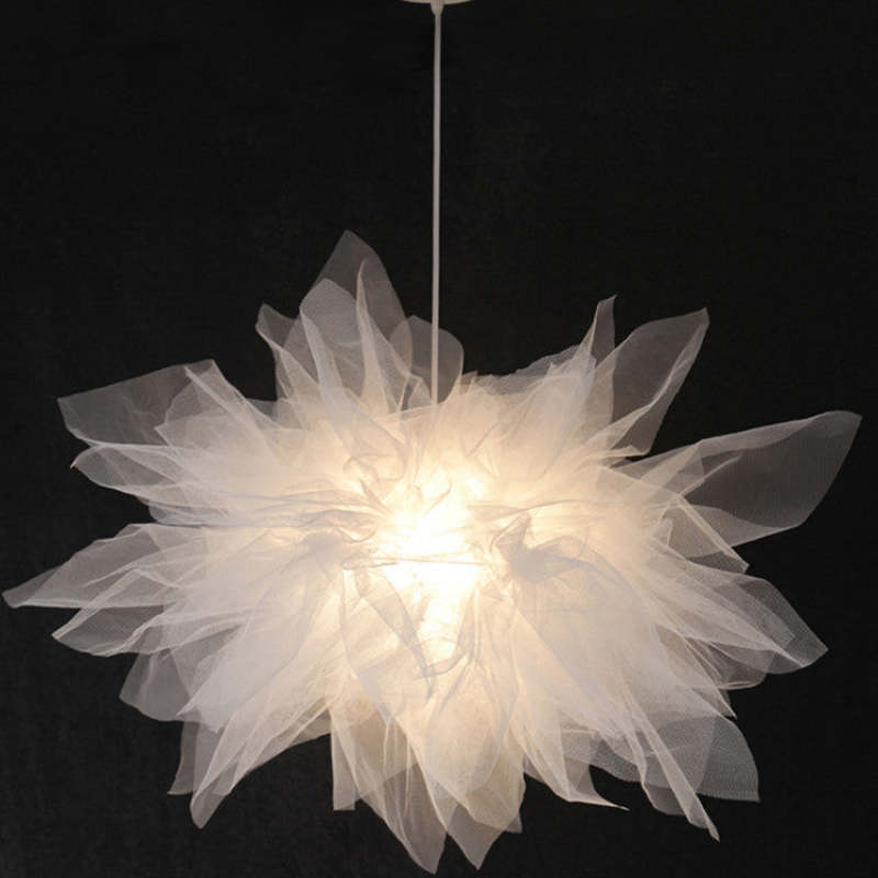 Bella Modern Flower Fabric Pendant Light, Bedroom, White