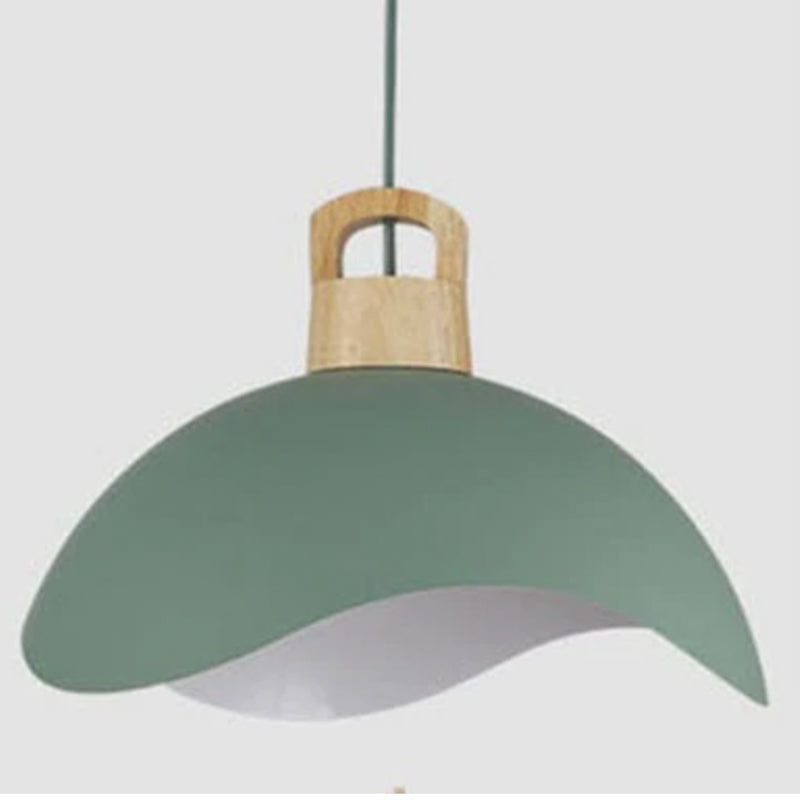 Morandi Colorful Shade Single Pendant Lights, Wood & Metal