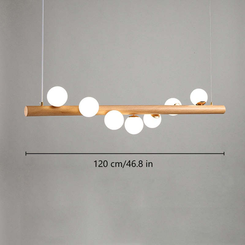 Valentina Glass Bubble Pendant Light Wood/Walnut