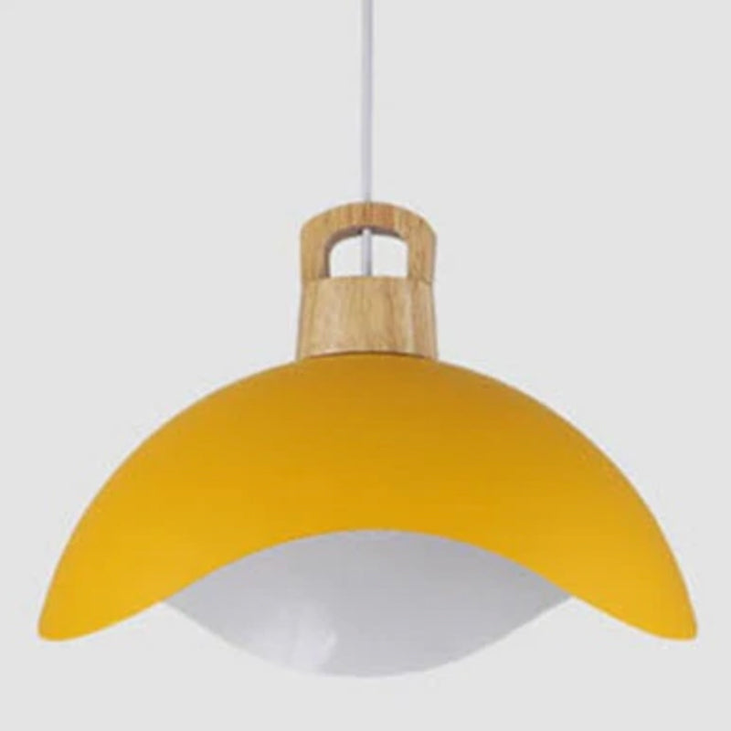 Morandi Colorful Shade Single Pendant Lights, Wood & Metal