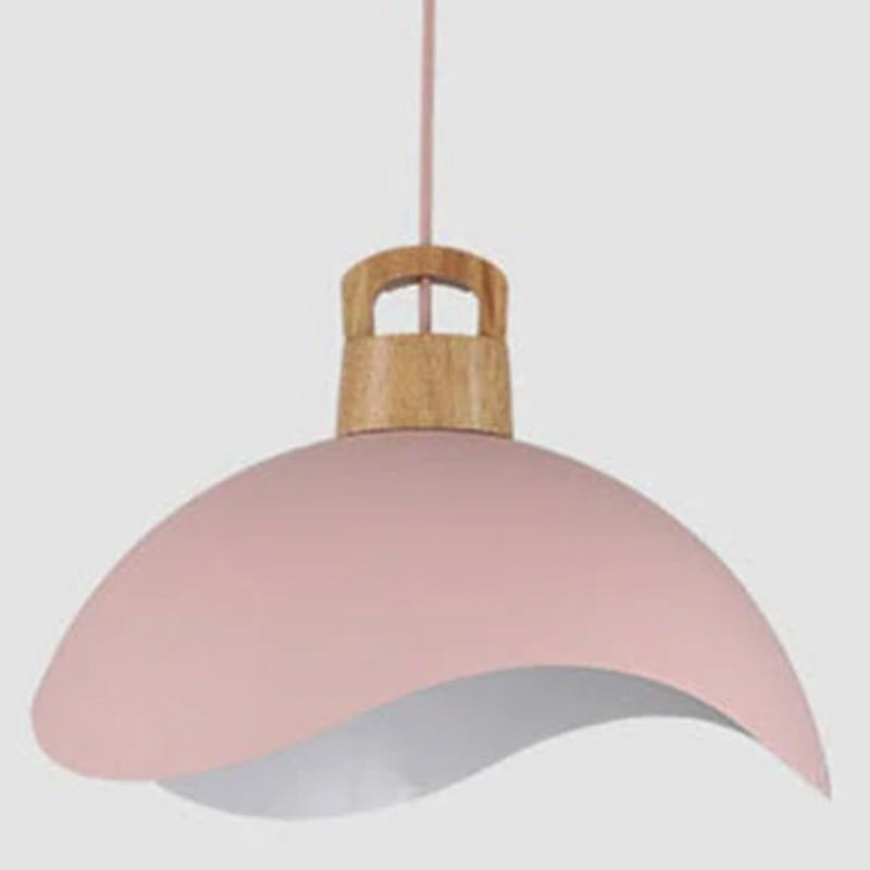 Morandi Colorful Shade Single Pendant Lights, Wood & Metal