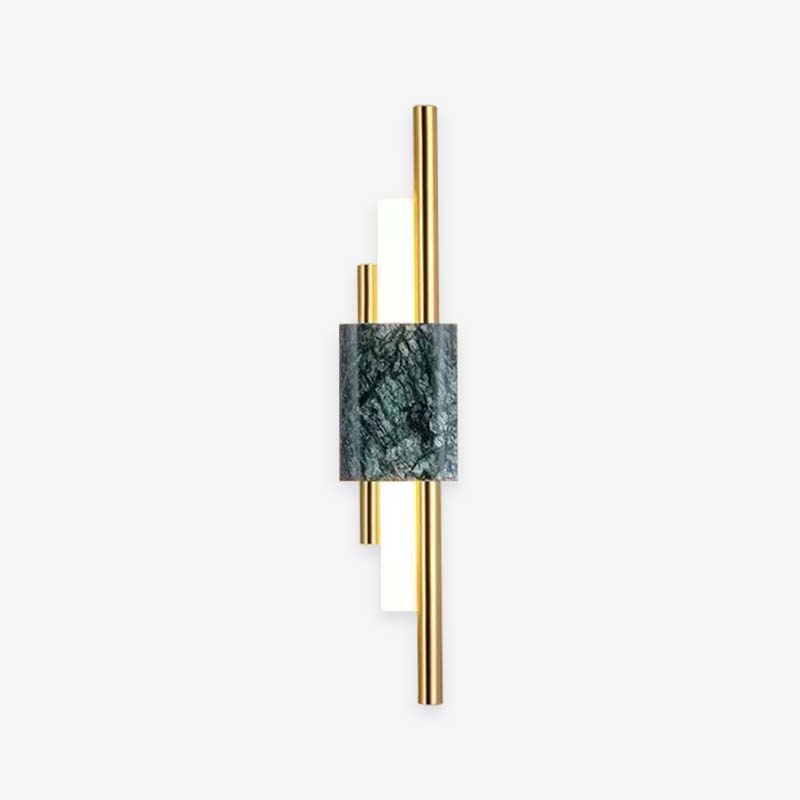 Alana Modern Metal/Marble LED Wall Lamp, Black/Gold/Green