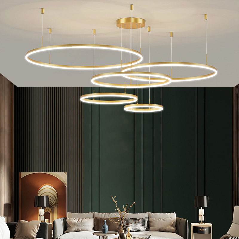 Arisha Modern Pendant Light Tir-Circle, Black/Gold/Coffee, Metal