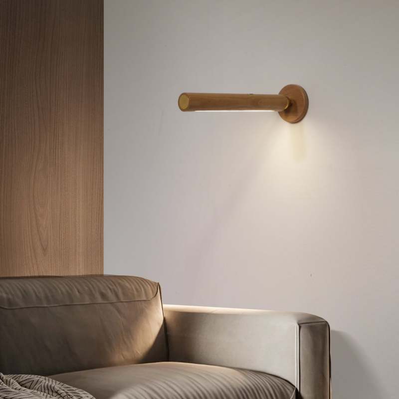 Ozawa Wooden Metal Rotatable/Removable Mounted Wall Lamp, Wood