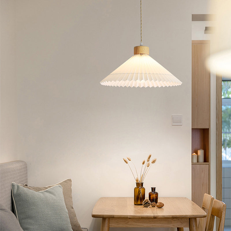 Ozawa Pendant Light Umbrella Shape Art, Wood, White, Bedroom