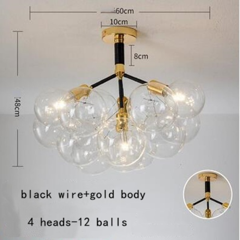 Valentina Nordic Luxury Clear Bubble Pendant Light , White/Black/Coffee