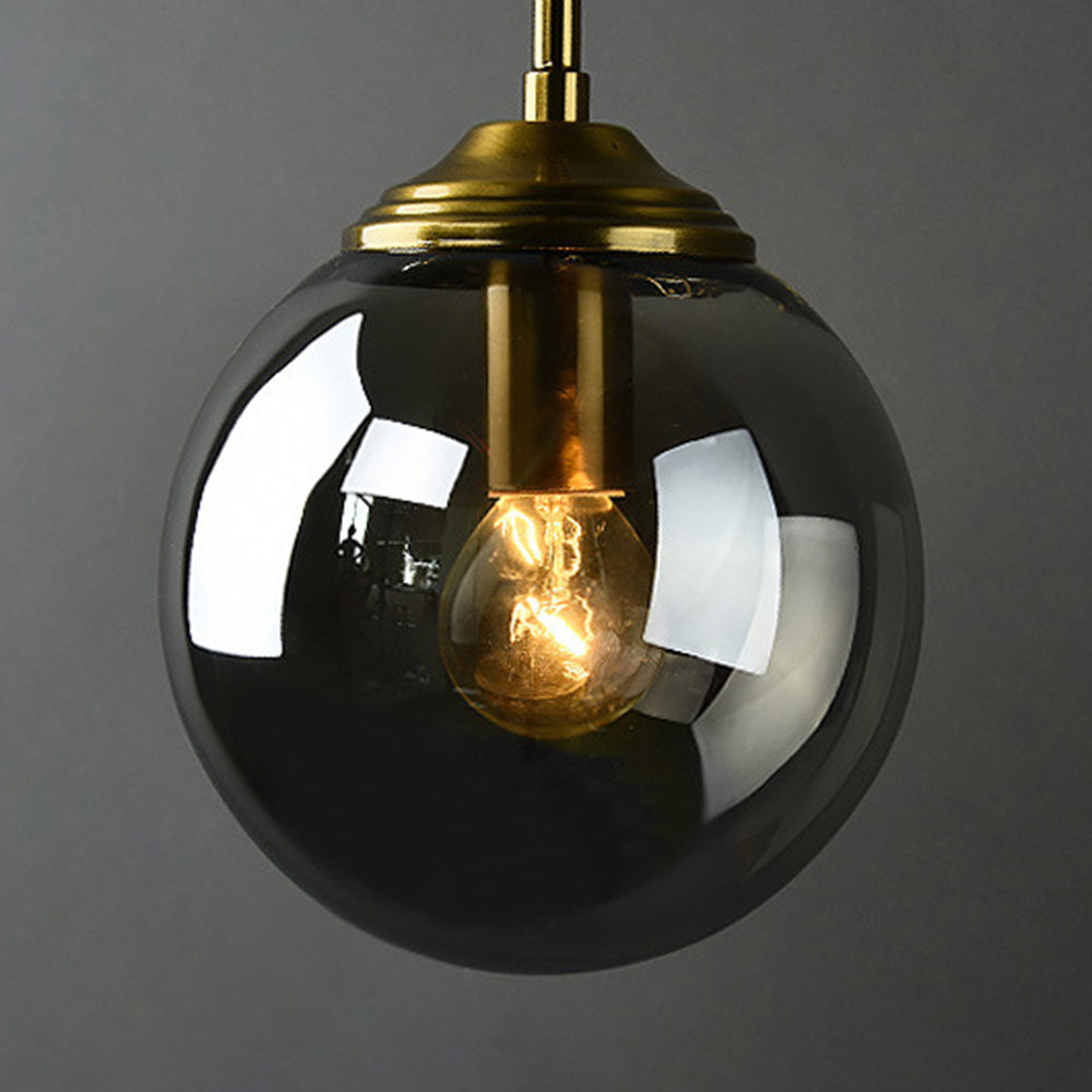 Valentina Modern Globe Metal/Glass Wall Lamp, Gray/Amber/Clear/White