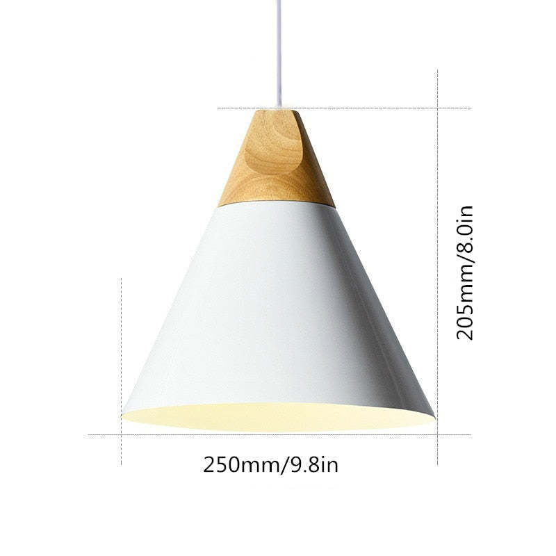 Morandi Multi-Shaped Wood And Metal Pendant Light, 6 Colors