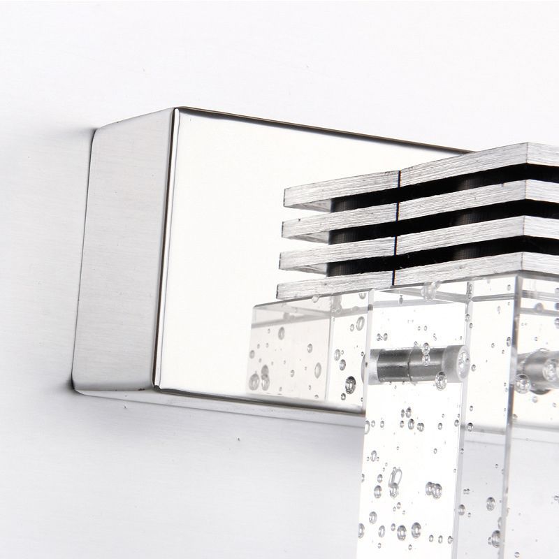 Leigh Modern Square Crystal Vanity Wall Lamp, Bedroom/Bathroom