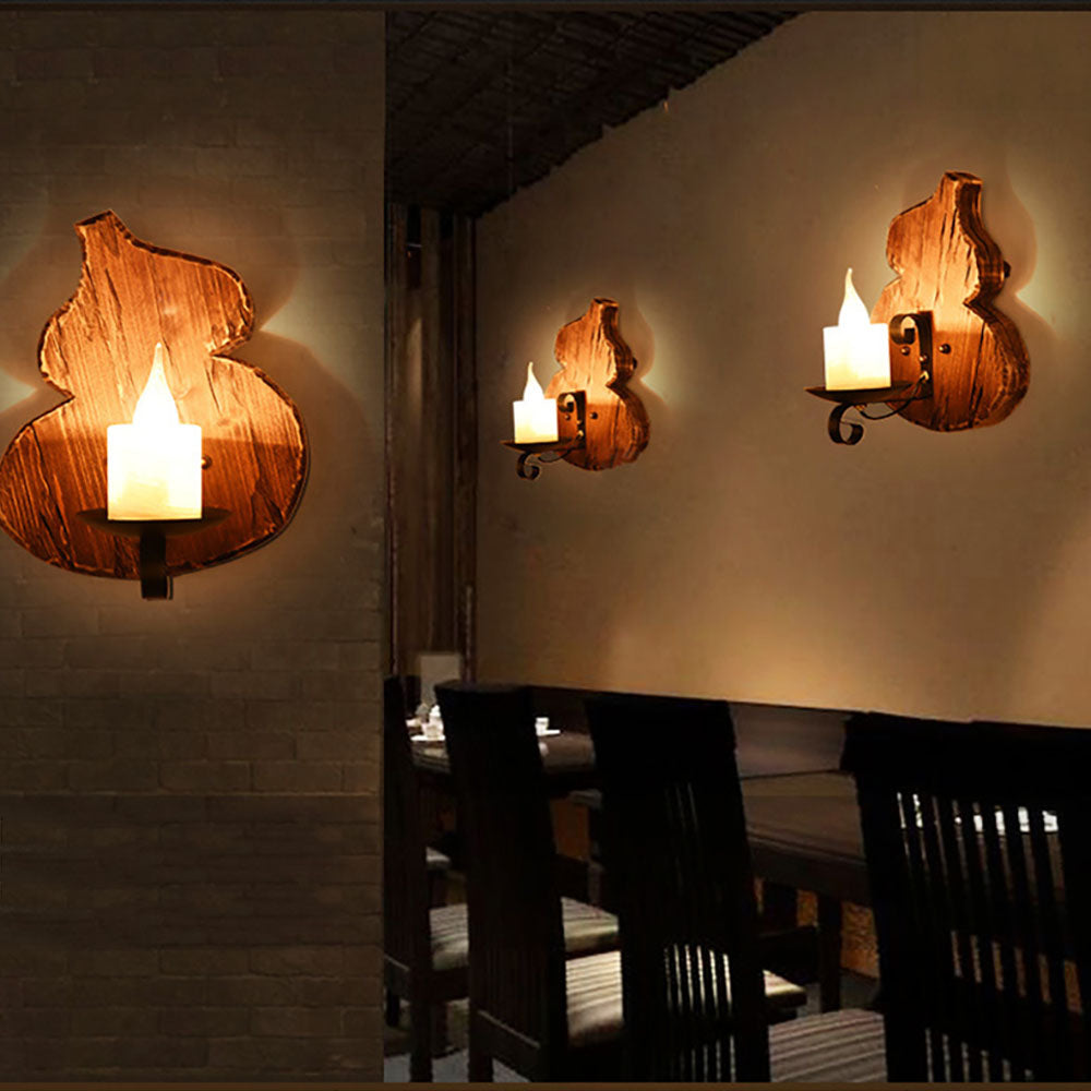 Austin Wall Lamp Cucurbits/Candle Vintage, Wood/Metal, Dining Room