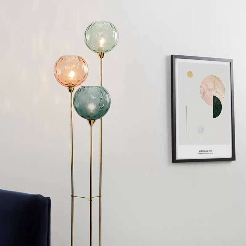 Hailie Designer Bubble Floor Lamp, Metal/Glass