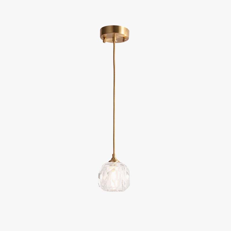 Kirsten Diamond Facet Golden Pendant Light, Metal/Acrylic