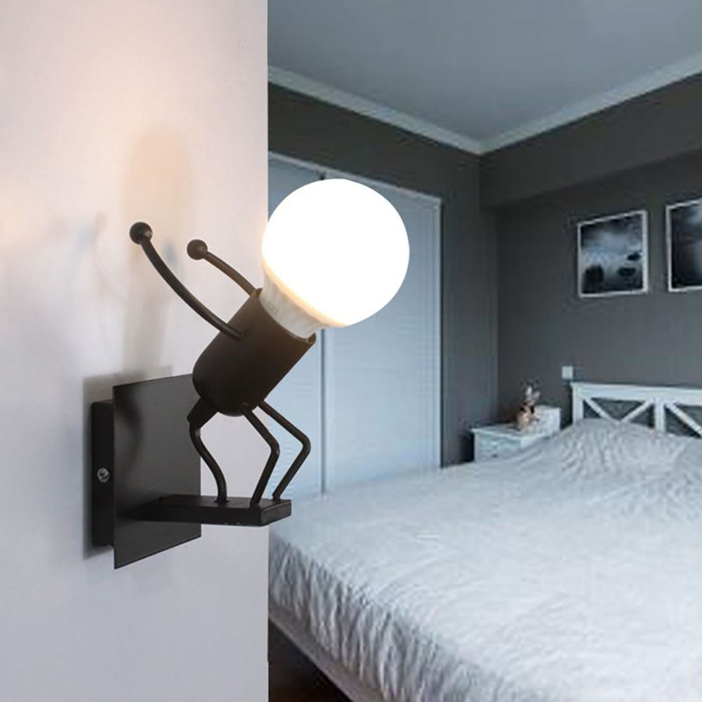 Luxo Modern Decorative Man Metal Wall Lamp, White/Black