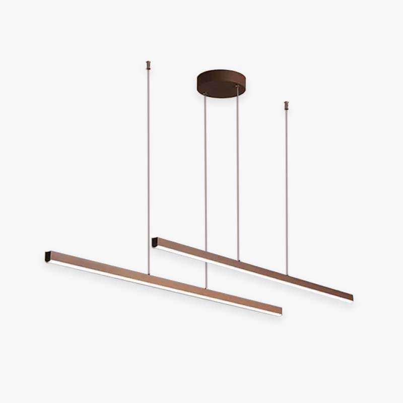 Edge Modern Minimalist Double-Linear Metal Pendant Light, Brown