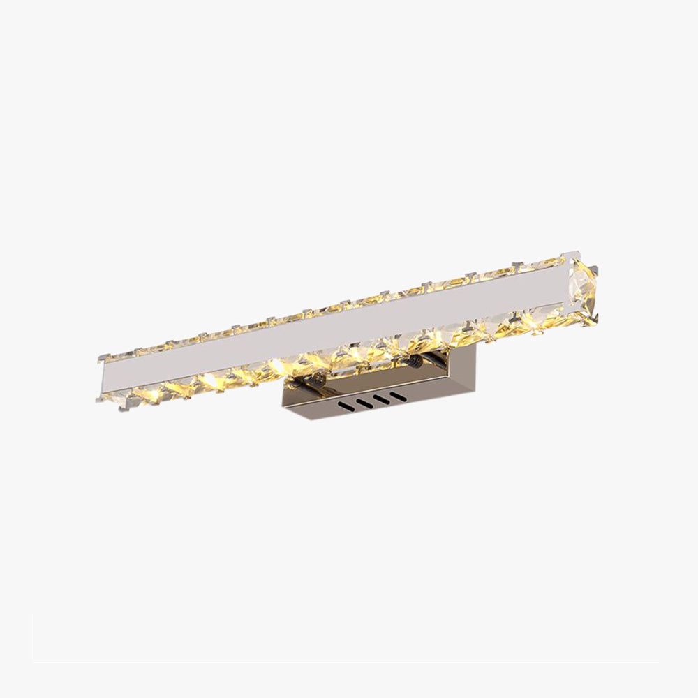 Kristy Modern Rectangular Metal/Crystal Mirror Front Wall Lamp, Gold