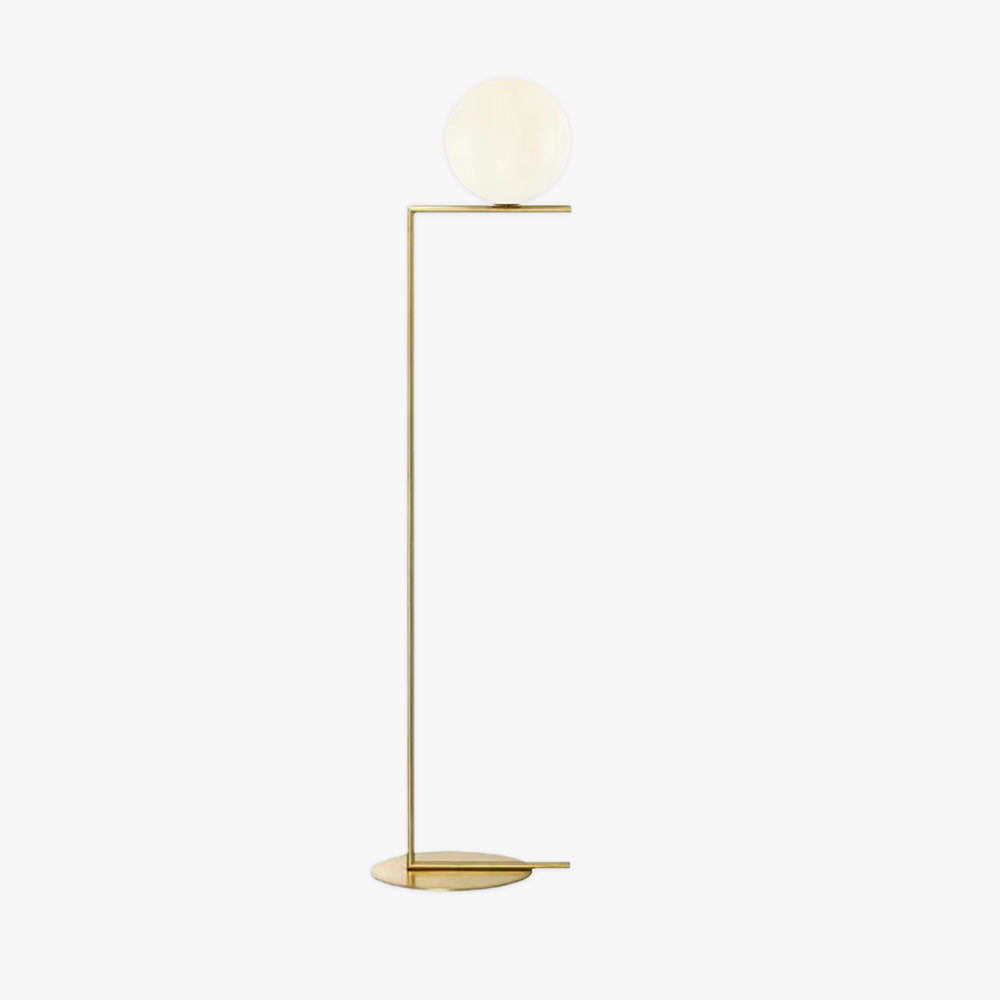 Valentina Modern Right Angle Globe Metal/Glass Standing Floor Lamp, Brass/Silver