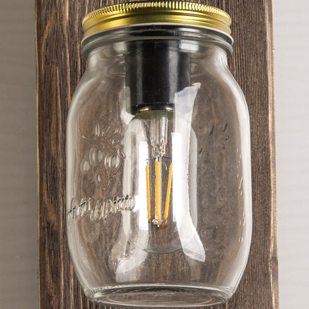 Austin Vintage Jar Shape Wood Metal Wall Lamp