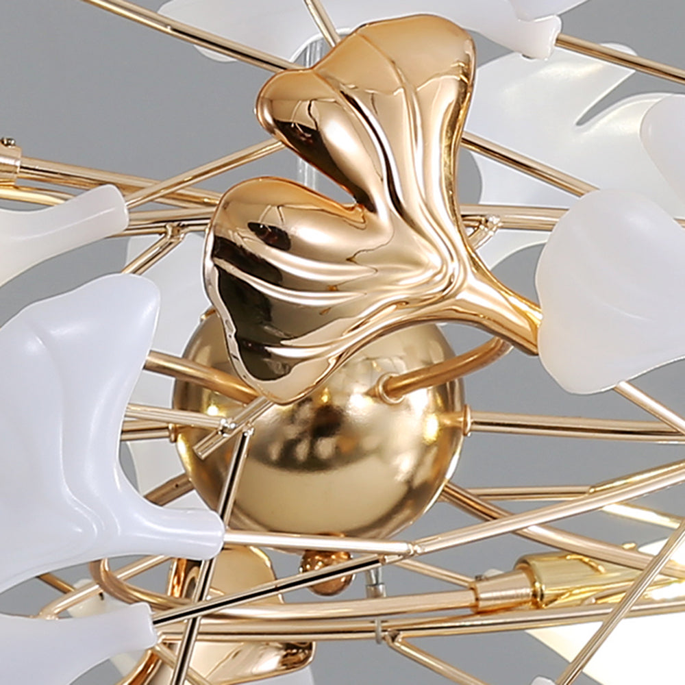 Olivia SilvLeaf Modern Petal Shaped Metal Chandelier, Gold