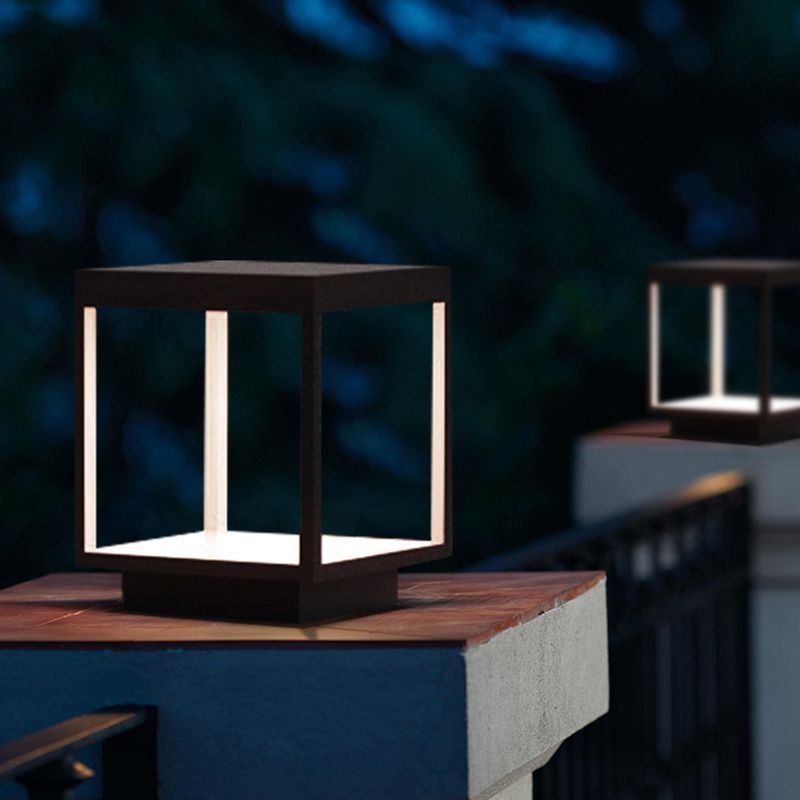 Riley Modern Rectangular Metal LED Outdoor Light Post